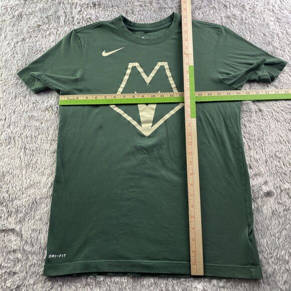 Milwaukee Bucks Shirt Mens Small Green Cream Nike Dri-Fit Swoosh Short Sleeve - Picture 5 of 10